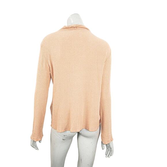 REFORMATION Women's Turtleneck Ribbed Pullover in Peach Large - Picture 4 of 8